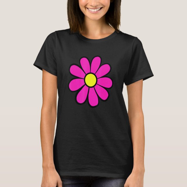 Camiseta Hippie 70 Retro Funky Flor Rosa Hippie Love Flo (Anverso)