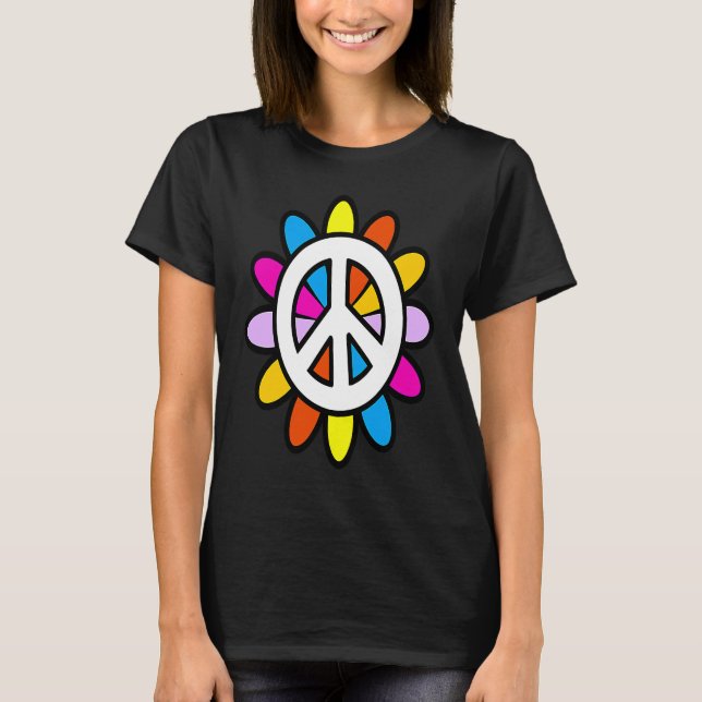 Camiseta Hippie 70s 80s Flower Funky Hippie colorido (Anverso)