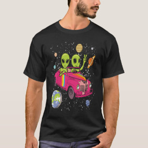 Camiseta Hippie Alien Space Car Techno EDM Espacio mínimo