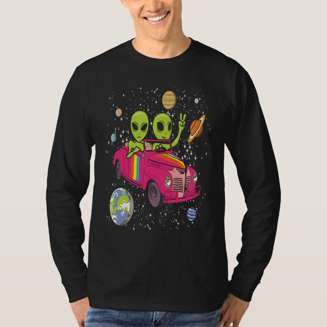 Camiseta Hippie Alien Space Car  Techno EDM Minimal Spacesh (Anverso)