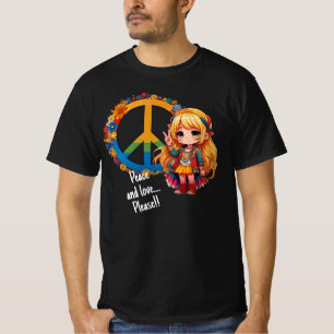 Camiseta hippie Chica paz y amor