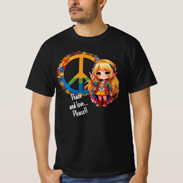 Camiseta hippie Chica paz y amor (Anverso)