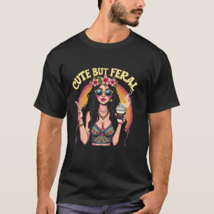Camiseta Hippie Chica Ropa Feral Mujer Café Paz Amante