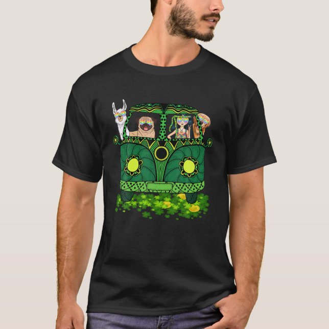 Camiseta Hippie Chica St Patricks Day RV Bus Con Paz De Per (Anverso)