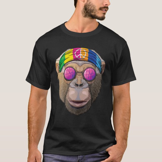 Camiseta Hippie Chimpanzee Ama La Paz Signo 70 De Hippie (Anverso)