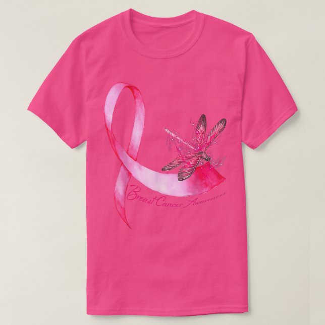 Camiseta Hippie Dragonfly Cinta rosa Cinta de pecho Awarene (Diseño del anverso)
