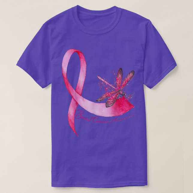 Camiseta Hippie Dragonfly Cinta rosa Cinta de pecho Awarene (Diseño del anverso)