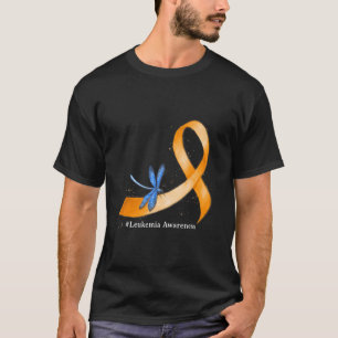Camiseta Hippie Dragonfly Naranja Ribbon Leukemia Concienci