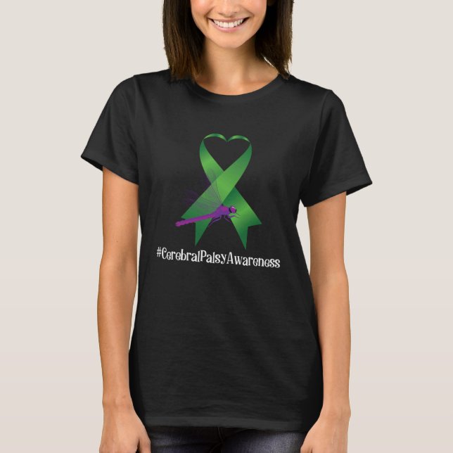 Camiseta Hippie Dragonfly Ribbon Cerebral Palsy Awareness (Anverso)