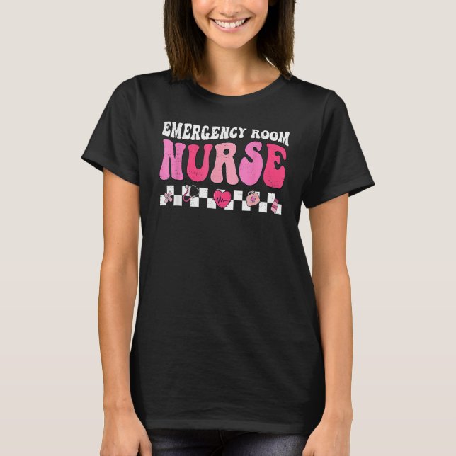 Camiseta Hippie Emergency Room Nurse Funny Valentines Day T (Anverso)