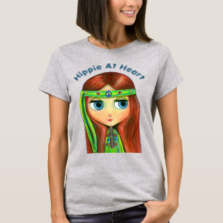 Camiseta Hippie en el corazón del signo de paz de la banda