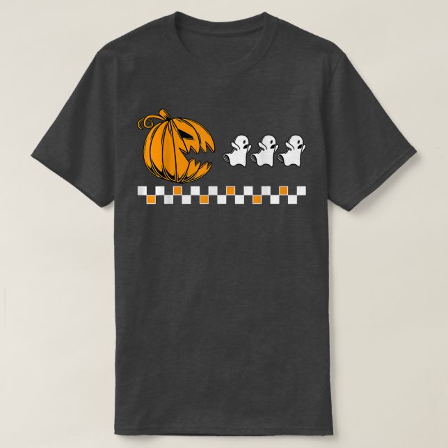 Camiseta Hippie Funny Halloween Calabaza Comiendo Fantasma  (Diseño del anverso)