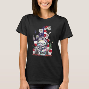 Camiseta Hippie Gnome Daisy Skull Bandera Americana