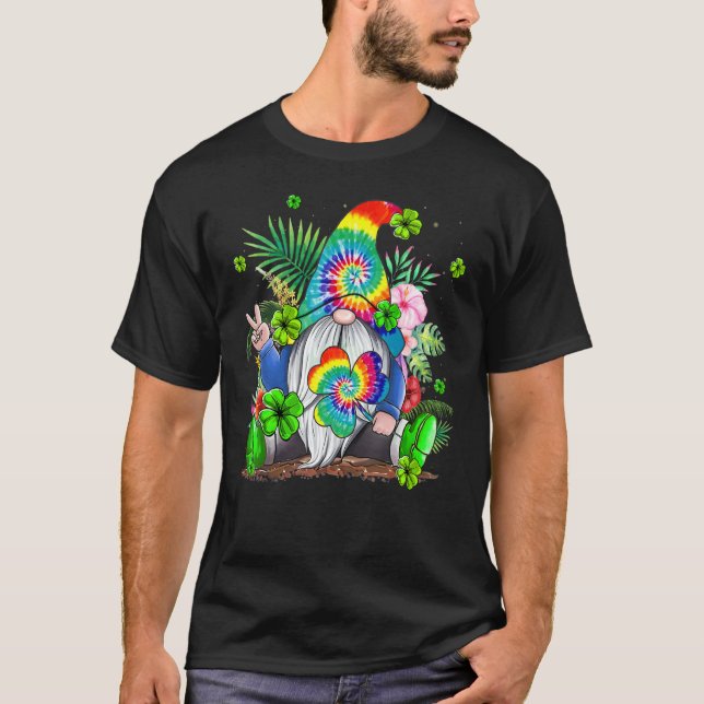 Camiseta Hippie Gnomes Tie Dye Hippie Clover Stpatricday (Anverso)