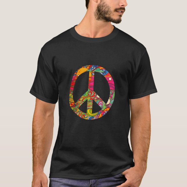 Camiseta Hippie   Groovy Psychedelic Woodstock Bohemian Pea (Anverso)