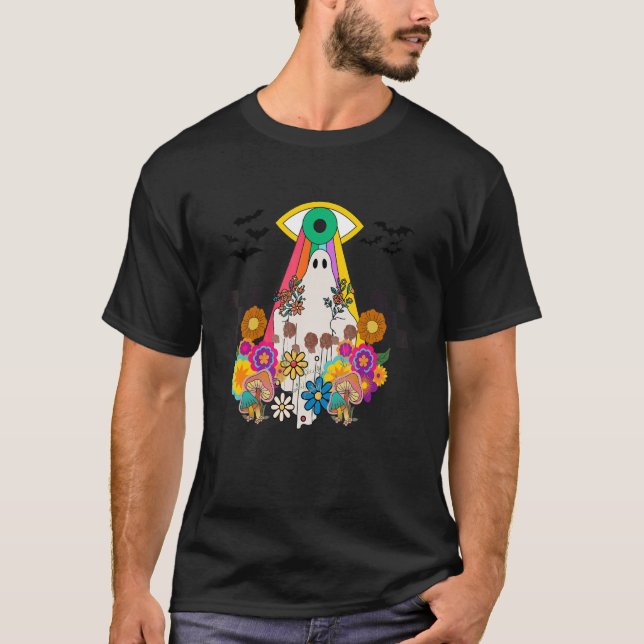 CAMISETA HIPPIE HALLOWEEN CUTE FLORAL DE FANTASMA DE FLORAL (Anverso)