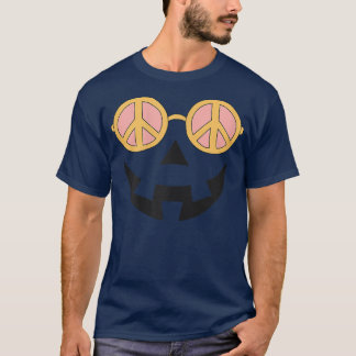 Camiseta Hippie Halloween Pumpkin Peace Sign Sunglasses for