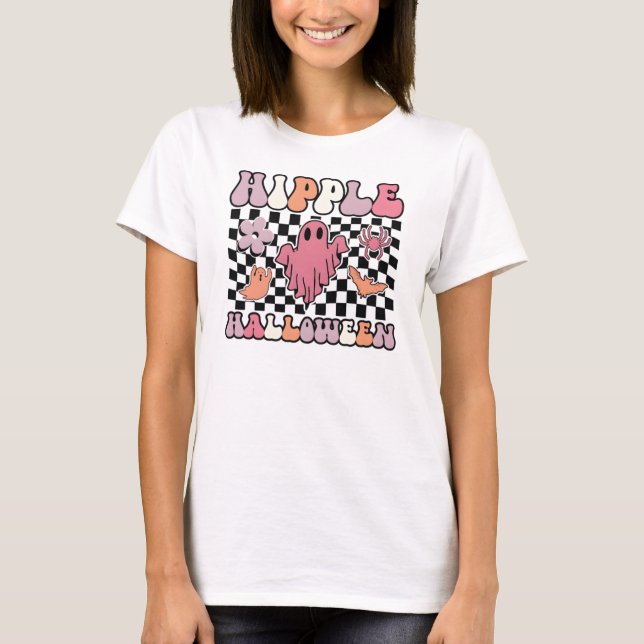 Camiseta Hippie Halloween Retro T-Shirt | Groovy Ghost (Anverso)