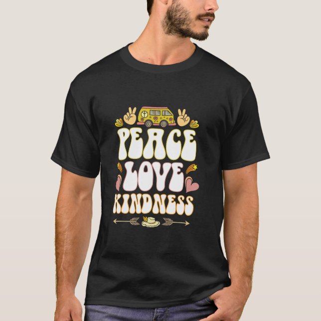 Camiseta Hippie Hippies Peace Love Kindness Retro Costume H (Anverso)