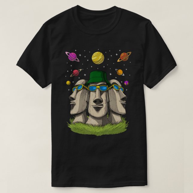 Camiseta Hippie Isla de Pascua Estatua Psychedelic Moai Hea (Diseño del anverso)