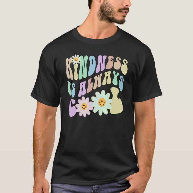 Camiseta Hippie KINDNESS IS ALWAYS COOL Retro Stop Bullying (Anverso)