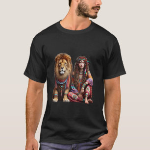 Camiseta Hippie león boho Moda espíritu libre hipster bohem