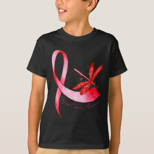 Camiseta Hippie Libélula Cinta Roja Conciencia del Cáncer d