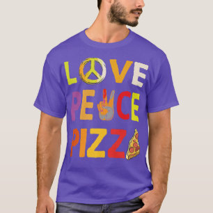 Camiseta Hippie Love Peace Pizza comida italiana Felicidad