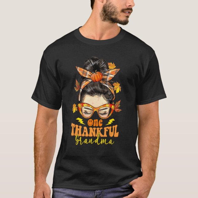 Camiseta Hippie Messy Bun One Agradecido Calabaza de la Abu (Anverso)