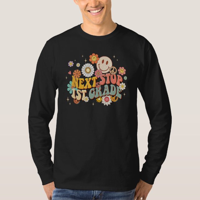 Camiseta Hippie Next Stop 1st Grade Retro Groovy  Back To S (Anverso)