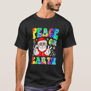 Camiseta Hippie Peace On Earth Boho Navidad Santa Claus P