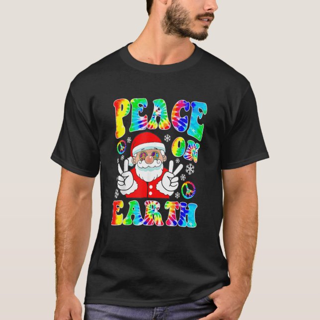 Camiseta Hippie Peace On Earth Boho Navidad Santa Claus P (Anverso)