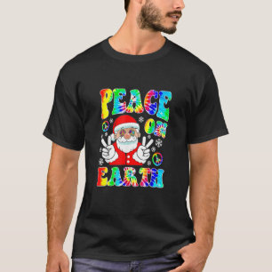 Camiseta Hippie Peace On Earth Boho Navidad Santa Claus P