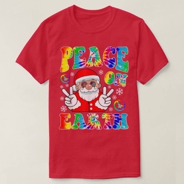 Camiseta Hippie Peace on Earth Boho Navidad Santa Claus P (Diseño del anverso)