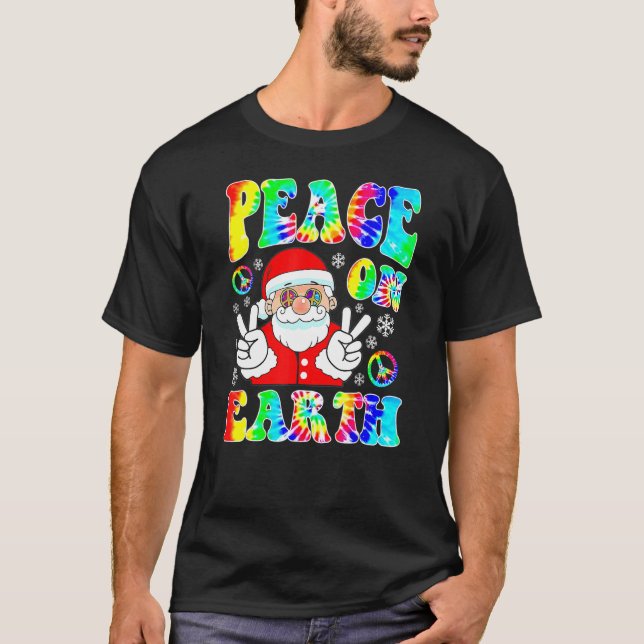 Camiseta Hippie Peace On Earth Boho Navidad Santa Claus P (Anverso)