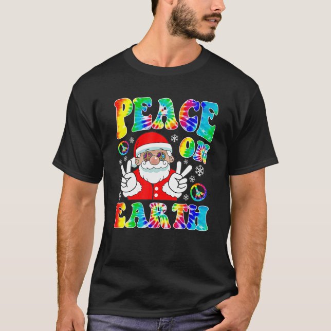 Camiseta Hippie Peace On Earth Boho Navidad Santa Claus P (Anverso)