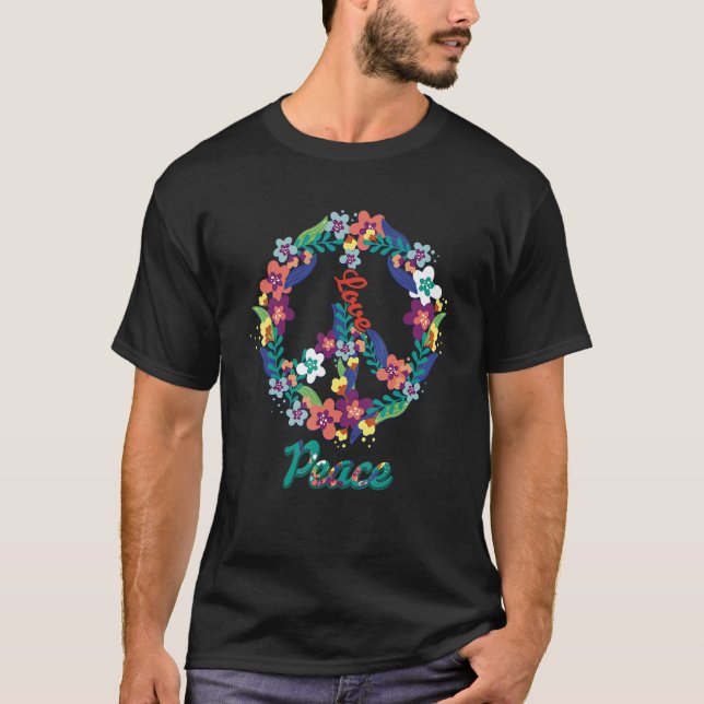 Camiseta Hippie PEACE SIGN LOVE 60s 70s Tye Dye Costume Flo (Anverso)
