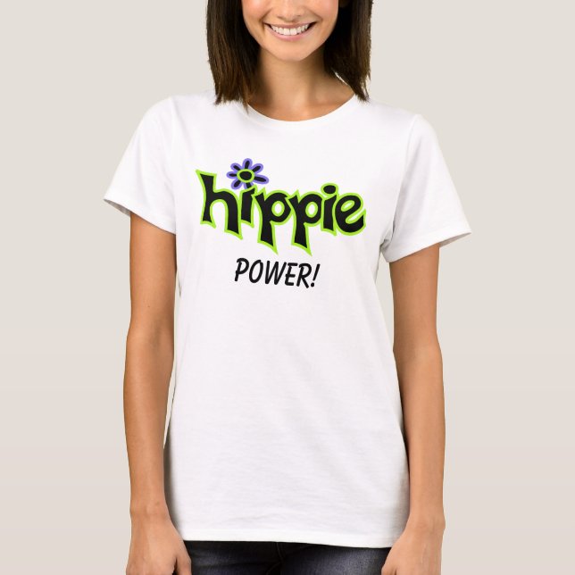 Camiseta Hippie Power Colorful Graphic Black Word Dice (Anverso)