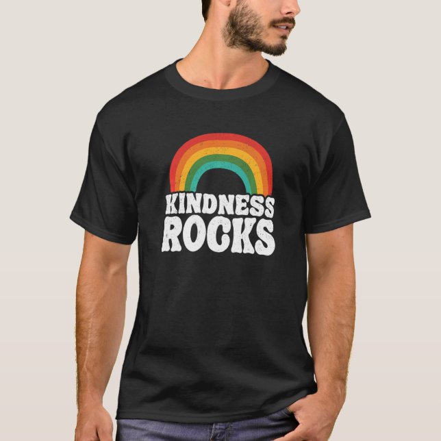 Camiseta Hippie Retro Teacher Anti Bullying Rainbow Kindnes (Anverso)