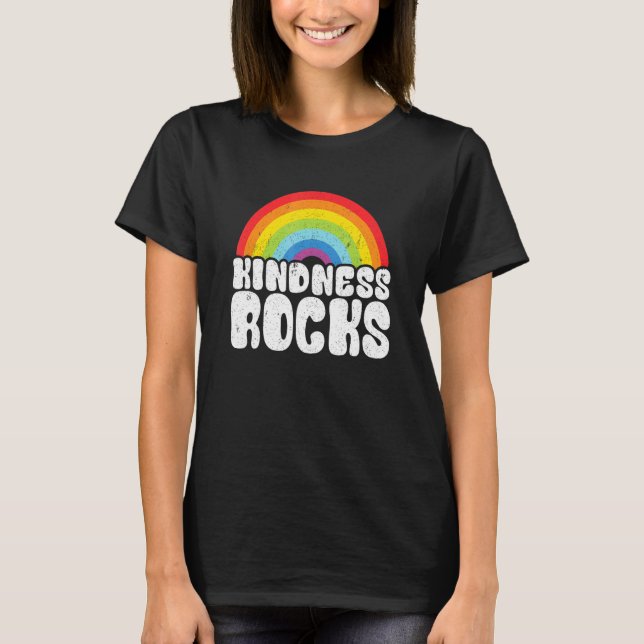 Camiseta Hippie Retro Teacher Anti Bullying Rainbow Kindnes (Anverso)