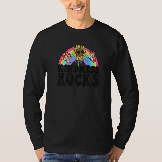 Camiseta Hippie Retro Teacher Anti Bullying Rainbow Kindnes (Anverso)
