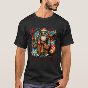 Camiseta Hippie Santa Claus Navidades Paz Amor A Las Mamáes