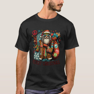 Camiseta Hippie Santa Claus Navidades Paz Amor A Las Mamáes