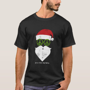 Camiseta Hippie Santa Groovy Navidades Feliz Amor y Paz