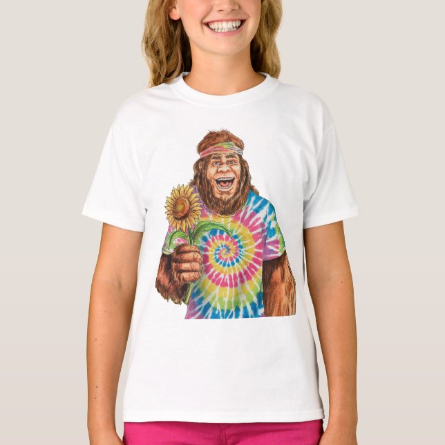 Camiseta Hippie Sasquatch Con Girasol (Anverso)