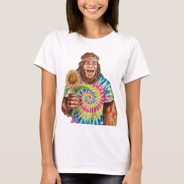 Camiseta Hippie Sasquatch Con Girasol (Anverso)