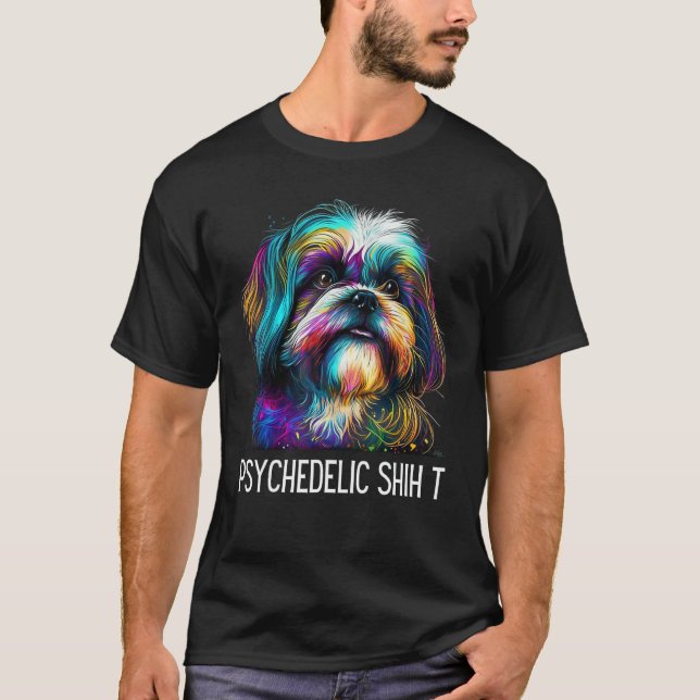 Camiseta Hippie Shih Tzu Tie Dye Peace Psychedelic Shih Dog (Anverso)