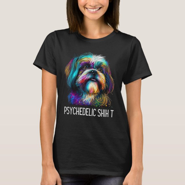 Camiseta Hippie Shih Tzu Tie Dye Peace Psychedelic Shih Dog (Anverso)