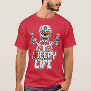 Camiseta Hippie Skeleton Funny Halloween Pun Humor Creepy 