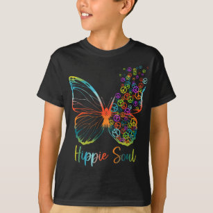 Camiseta Hippie Soul mariposa de bonito con señal de paz Hi